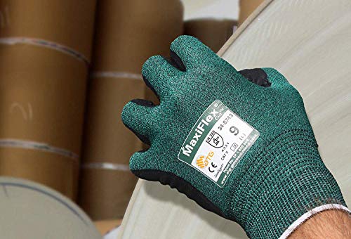 51P7bEFyY1L.jpg ATG 34-8743/L MaxiFlex Cut - Black Micro-Foam Nitrile Coated Palm And Fingers - Large - 12 Pair Per Box