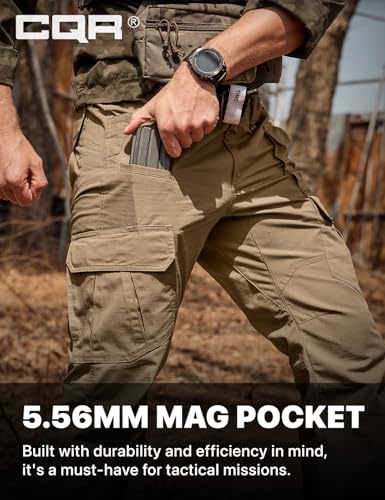 Men's Tactical Pants, Water Resistant Ripstop Cargo Pants, Lightweight EDC Work Hiking Pants, Outdoor Apparel