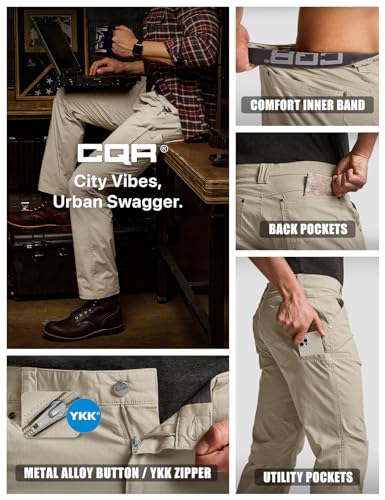 Men's Vent Stretch Pants, Quick Dry Lightweight Casual Cargo Pants, Water Resistant Straight-Fit Utility Work Pants