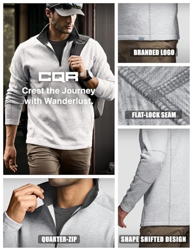 Men's Thermal Fleece Quarter Zip Sweater, Outdoor Lightweight Long Sleeve Pullover, Casual Mock Neck Polo Sweaters