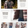 Men's Quilted Lined Flannel Hooded Shirt Jacket, Soft Warm Long Sleeve Outdoor Cotton Plaid Shirt Jackets