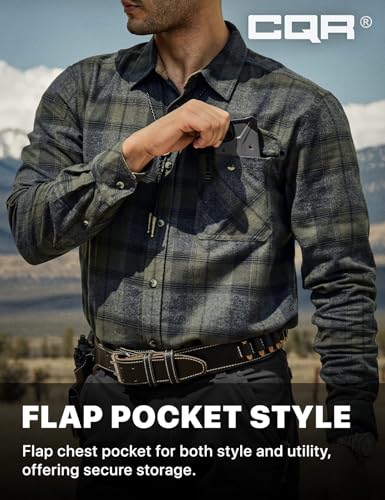Men's All Cotton Flannel Shirt, Long Sleeve Casual Button Down Plaid Shirt, Brushed Soft Outdoor Tactical Work Shirts