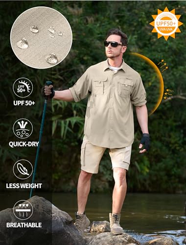 51YA1p-egSL.jpg Men's Sun Protection Fishing Shirts Lightweight Long Sleeve UPF 50+ Travel Work Hiking Shirts with Pockets