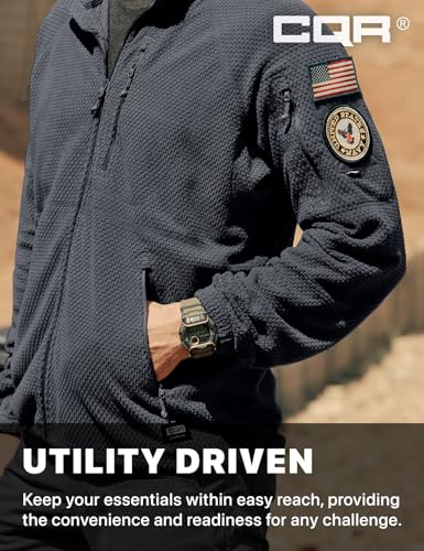 Men's Full-Zip Tactical Jacket, Soft Warm Military Winter Fleece Jackets, Outdoor Coats with Zipper Pockets