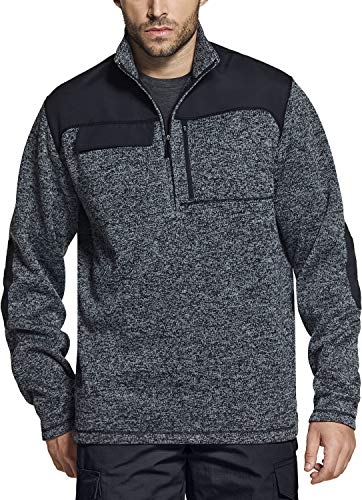 51aHrIkI46L.jpg Men's Thermal Fleece Half Zip Pullover, Winter Outdoor Warm Sweater, Lightweight Long Sleeve Sweatshirt