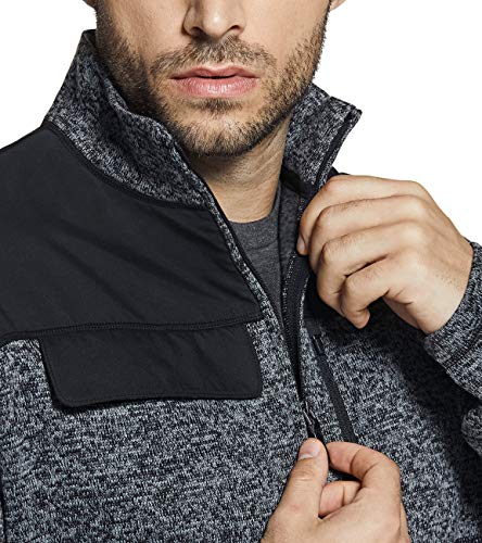 51cIHVbrF5L.jpg Men's Thermal Fleece Half Zip Pullover, Winter Outdoor Warm Sweater, Lightweight Long Sleeve Sweatshirt
