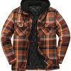 51cVziqDjZL.jpg Men's Thicken Plaid Hooded Flannel Shirt Jacket with Quilted Lined,Zipper&Snap
