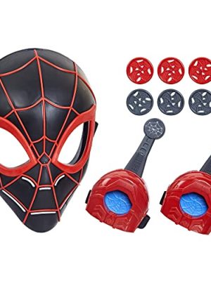 Marvel Across The Spider-Verse Web Action Gear, Miles Morales Costume Mask and Gauntlets, Super Hero Toys for 5 Year Old Boys