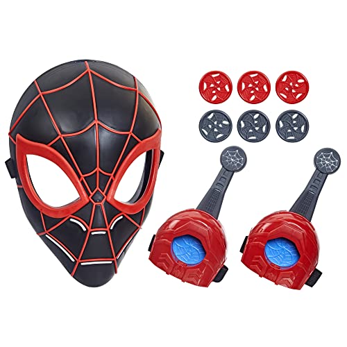Marvel Across The Spider-Verse Web Action Gear, Miles Morales Costume Mask and Gauntlets, Super Hero Toys for 5 Year Old Boys