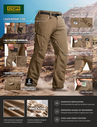 51hmkzC3foL-1.jpg Men's Quick Dry Tactical Pants, Water Resistant Outdoor Pants, Lightweight Stretch Cargo Work Hiking Pants