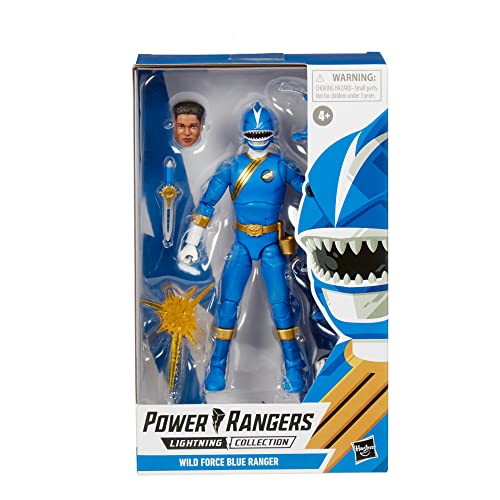 Lightning Collection Wild Force Blue Ranger 6-Inch Premium Collectible Action Figure Toy, Multiple Accessories, Kids 4 and Up