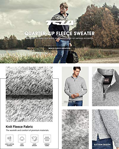 51i1Ab0dYFL.jpg Men's Quarter Zip Thermal Fleece Lined Sweater, Winter Lightweight Soft Pullover Collar Sweatshirt