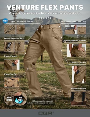 51lawAwYynL.jpg Men's Motion Utility Casual Pants, Regular Fit Lightweight Work Pants, Water Resistant Outdoor Stretch Pants with Pockets
