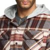 Men's Quilted Lined Flannel Hooded Shirt Jacket, Soft Warm Long Sleeve Outdoor Cotton Plaid Shirt Jackets