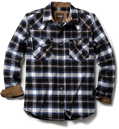 51oJ1uIY5XL.jpg Men's 100% Cotton Plaid Flannel Shirt, Long Sleeve Shirt Jackets, Casual Outdoor Jacket with Pockets