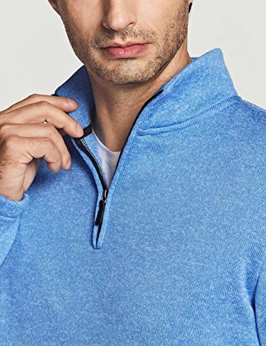 51tMPDJwIbL.jpg Men's Quarter Zip Thermal Fleece Lined Sweater, Winter Lightweight Soft Pullover Collar Sweatshirt