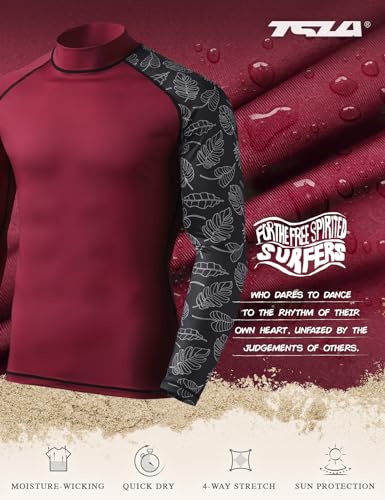 Men's UPF 50+ Long Sleeve Rash Guard, UV/SPF Quick Dry Swim Shirt, Water Surf Swimming Shirts