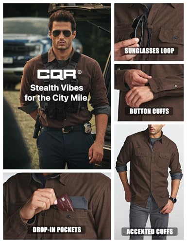Men's Flannel Button Down Shirts, Soft Cotton Plaid Long Sleeve Tactical Work Shirt, Warm Outdoor Essential with Pocket