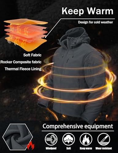 Men's Fleece Jackets Tactical Military Hunting Winter Windproof Warm Hoodie Coat Jacket