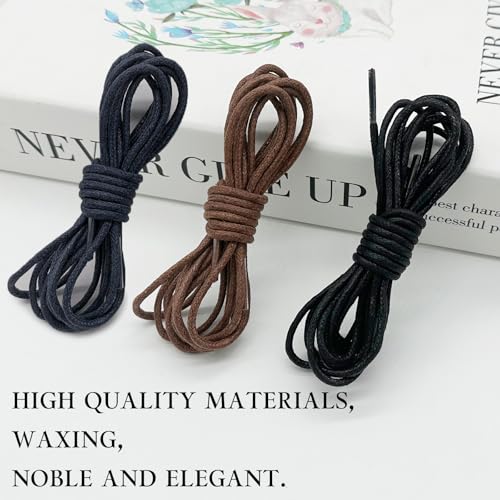Waxed Shoe Laces for Cole Haan Business Oxford Boots, 3/32"(2.5mm) Dress Mens Chukka Shoelaces Replacement Strings