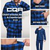 51yZmOjdmpL.jpg Men's 100% Cotton Plaid Flannel Pajama Set, Brushed Soft Lounge & Sleep PJ Top & Bottom with Pockets