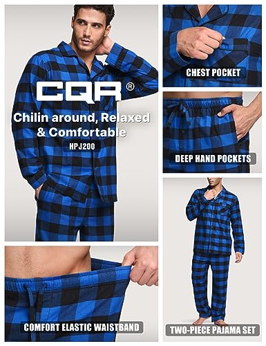 51yZmOjdmpL.jpg Men's 100% Cotton Plaid Flannel Pajama Set, Brushed Soft Lounge & Sleep PJ Top & Bottom with Pockets